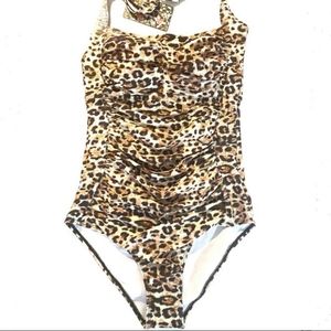 Swismivo Tummy Tuck Swimsuit Leopard Print Size L